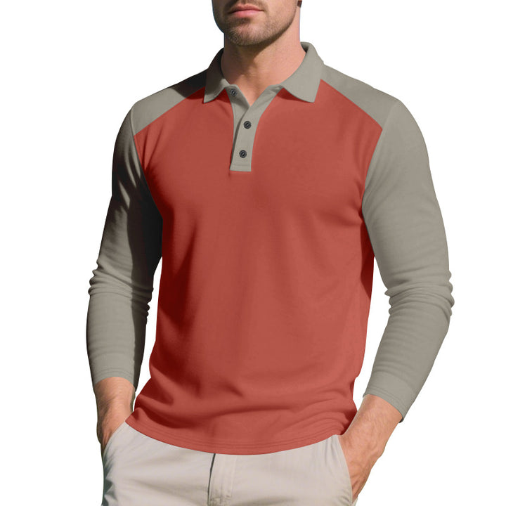 Men's long-sleeved raglan polo made of functional jersey with sporty button placket StylebySassy