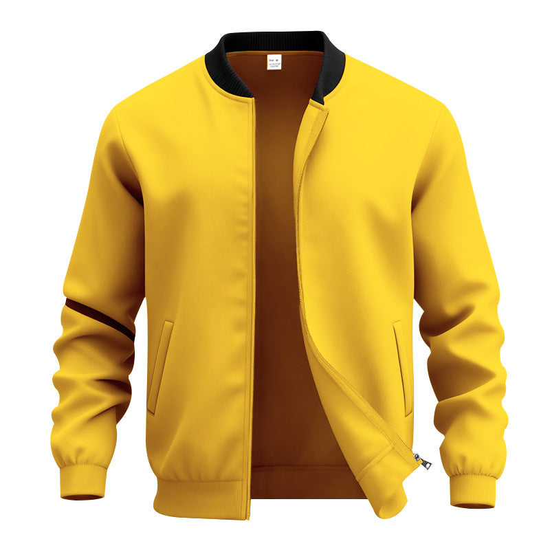 Men's lightweight bomber-style blouson with partially concealed zipper, ribbed cuffs, and side pockets StylebySassy