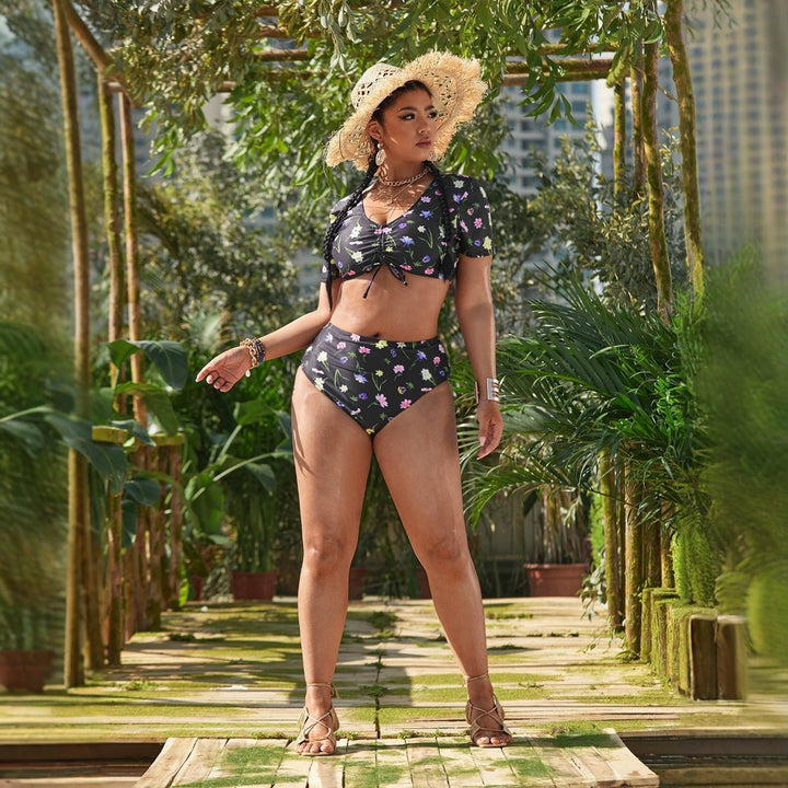 Women's bikini set with romantic ruffle details and floral pattern StylebySassy