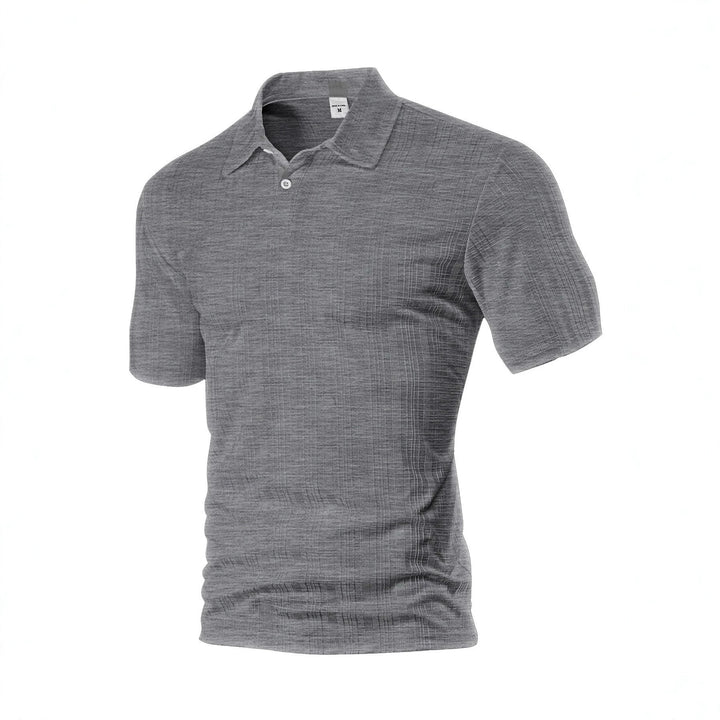 Men's light structured short sleeve polo with shirt collar and single button placket StylebySassy