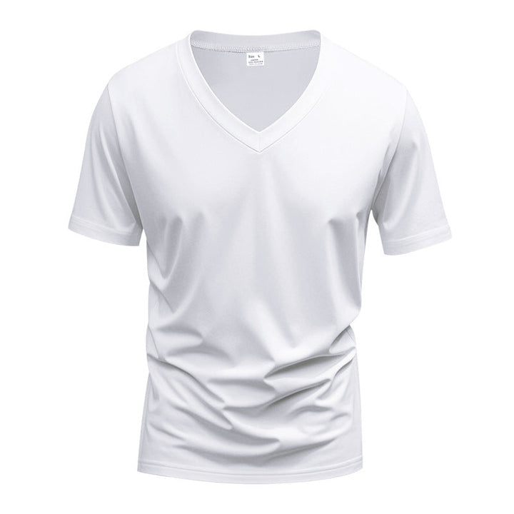 Men's V-Neck T-Shirt made of breathable cotton blend with modern cut StylebySassy