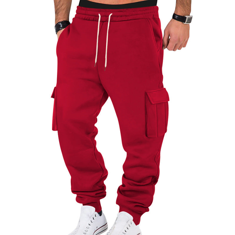 Men's casual cargo sweatpants with drawstring waistband, flap pockets and slim ankle cuffs StylebySassy