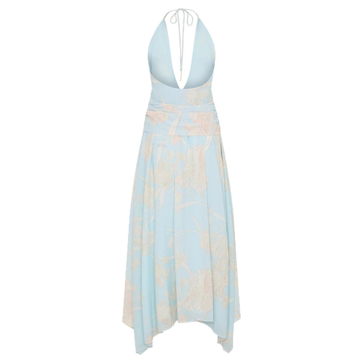 Women's Elegant Wrap Dress with Deep V-Neck and Floral Design StylebySassy