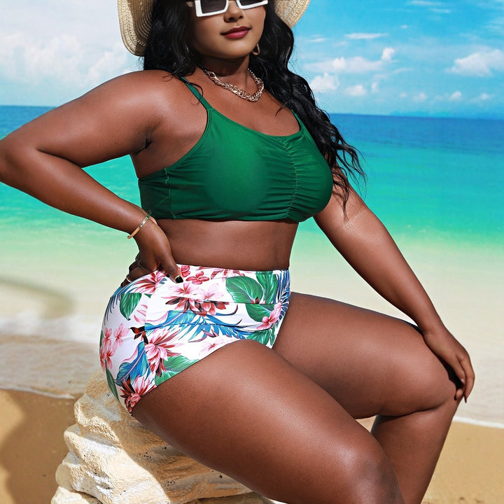 Women’s bikini set with gathered top and floral bottom StylebySassy