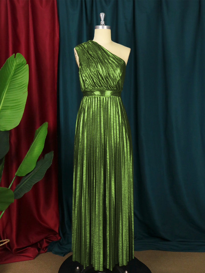 Ladies pleated evening dress with shimmering top StylebySassy