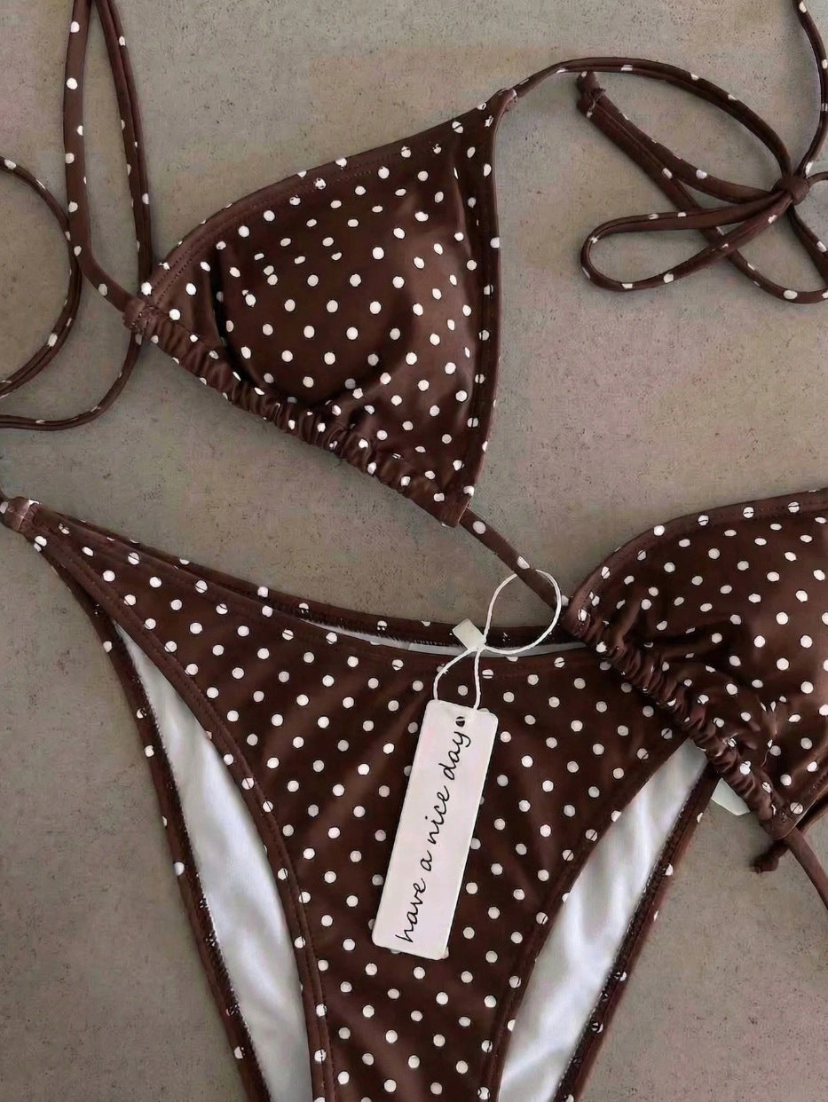 Women's triangle bikini with classic polka dot pattern StylebySassy