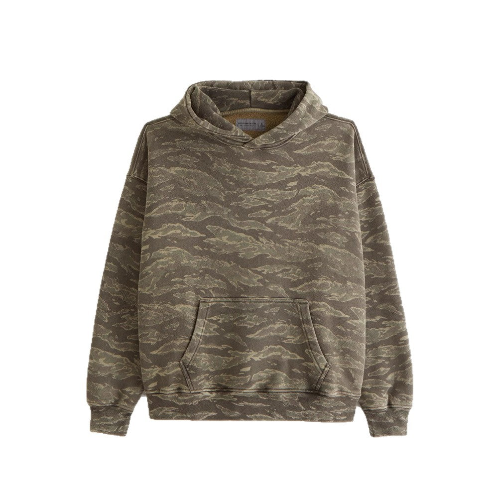 Unisex loose-fit hoodie sweatshirt with subtle leaf texture, double hood without drawstring and kangaroo pocket StylebySassy