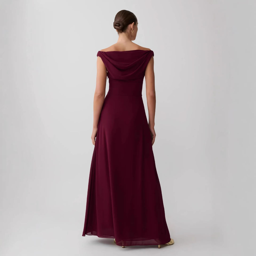 Women's Elegant Off-Shoulder Maxi Dress with Flowing Cut StylebySassy