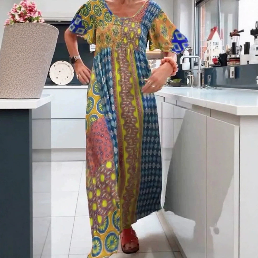 Women's Boho Max Dress with Smocked Top and Flowing Wide Skirt StylebySassy