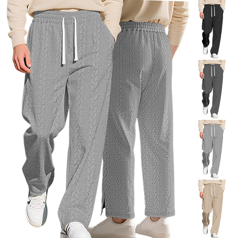 Men's loosely falling knit joggers with cable pattern and drawstring StylebySassy