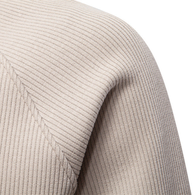Men's fine ribbed half-zip pullover with stand-up collar, raglan sleeves, and elastic cuffs StylebySassy