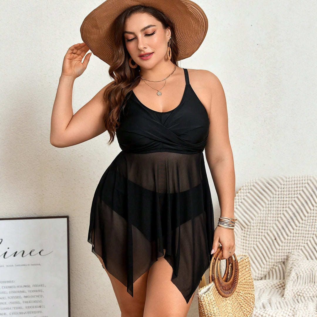 Ladies swimsuit with transparent skirt and sophisticated pleat StylebySassy