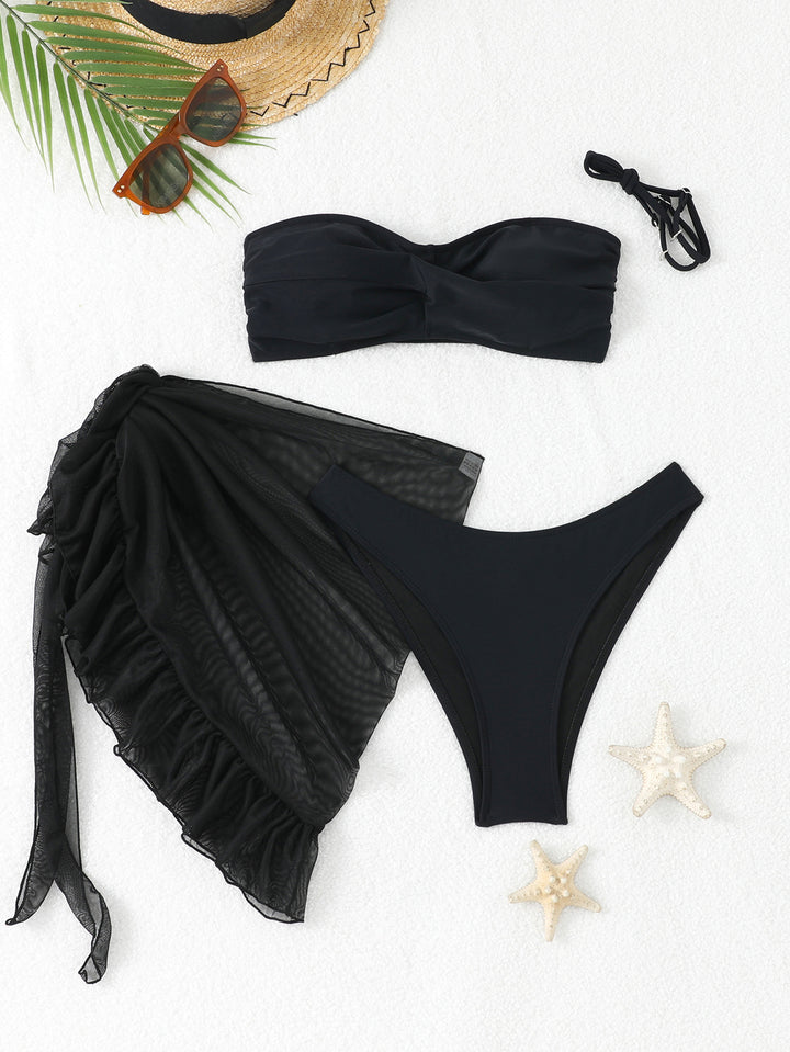 Women's bandeau bikini with elegant wrap skirt StylebySassy