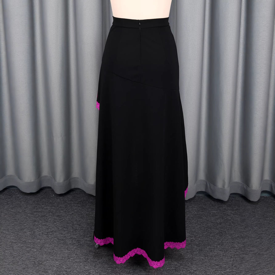 Ladies elegant maxi skirt with floral lace accents StylebySassy