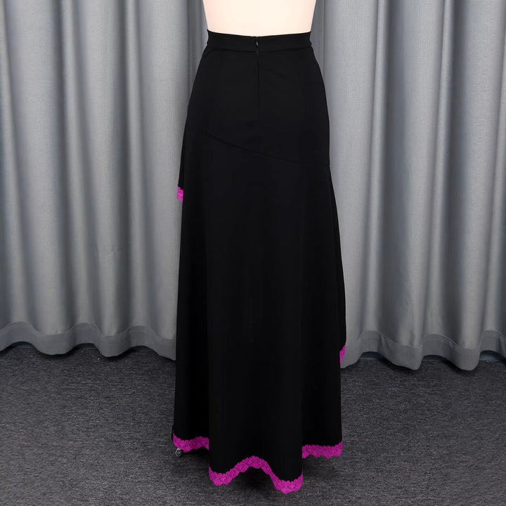 Ladies elegant maxi skirt with floral lace accents StylebySassy