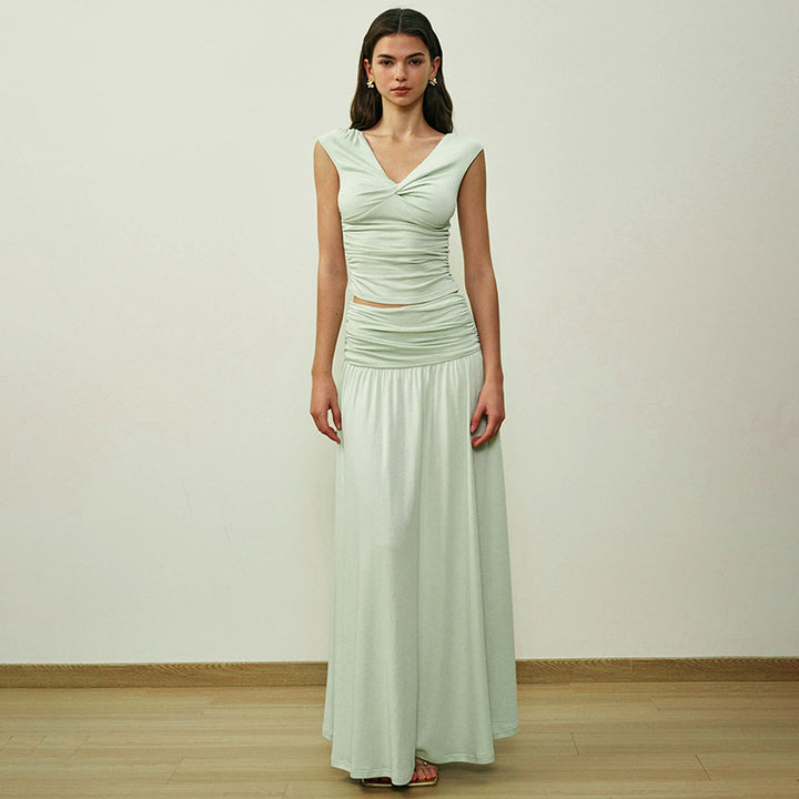 Women's long sleeve maxi dress with draped details StylebySassy