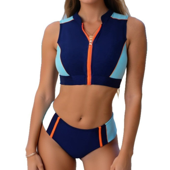 Women’s Sporty Bikini Set with Zipper StylebySassy