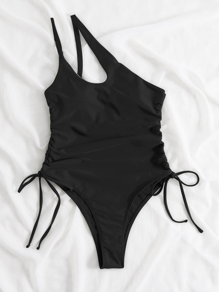 Women's one-piece swimsuit with sophisticated wrap detail and adjustable straps StylebySassy