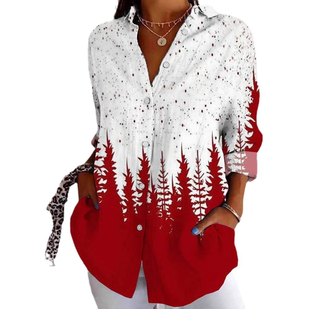 Women's longline shirt blouse with fir silhouette, full-button placket and side pockets StylebySassy