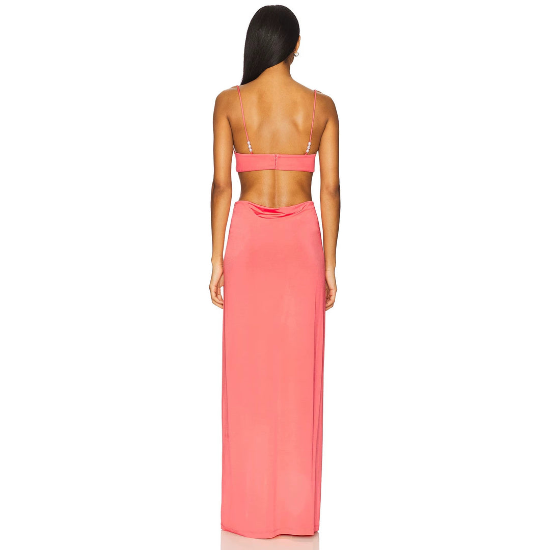 Women nan maxi dress with bustier cups, side cut-outs and fine spaghetti straps StylebySassy
