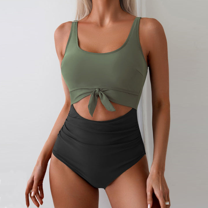 Women's One-Piece Swimsuit with Trendy Cut-Out Design and Adjustable Knot StylebySassy