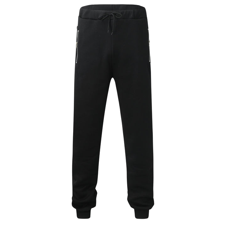 Men's comfortable jogging pants with elastic waistband drawstring tapered legs and side zip pockets StylebySassy