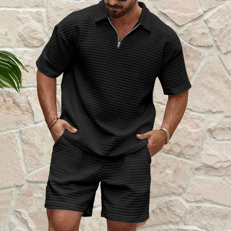 Men's two-piece structured leisure set with zip collar StylebySassy