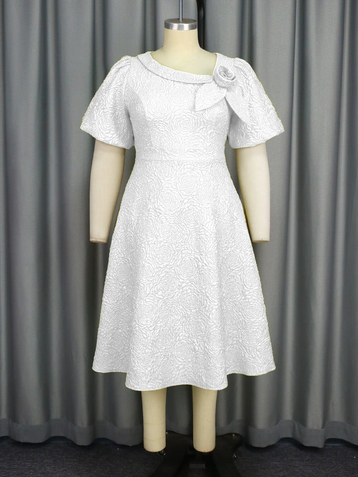 Women's Elegant Dress with Structured Flower Appliqué StylebySassy
