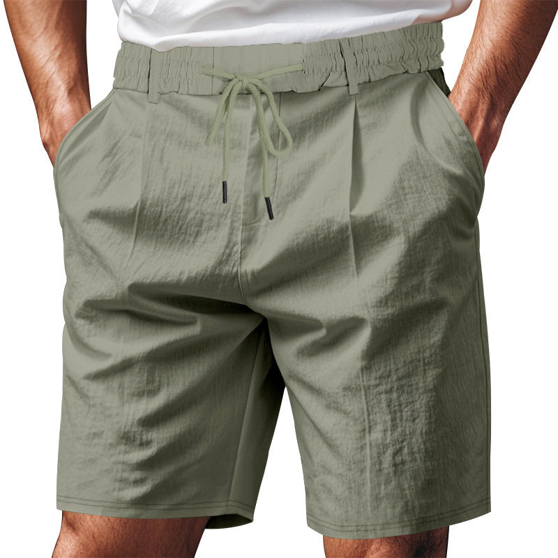 Men's knee-length lightweight functional shorts with elastic waistband, drawstring, and deep side pockets StylebySassy
