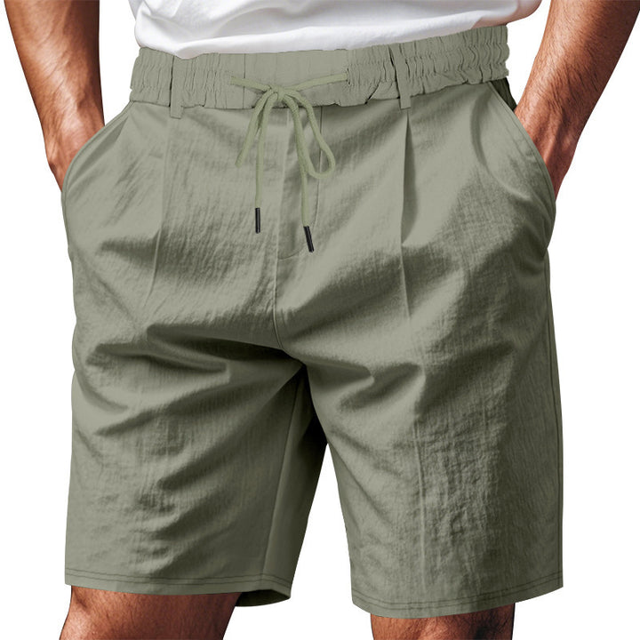 Men's knee-length lightweight functional shorts with elastic waistband, drawstring, and deep side pockets StylebySassy