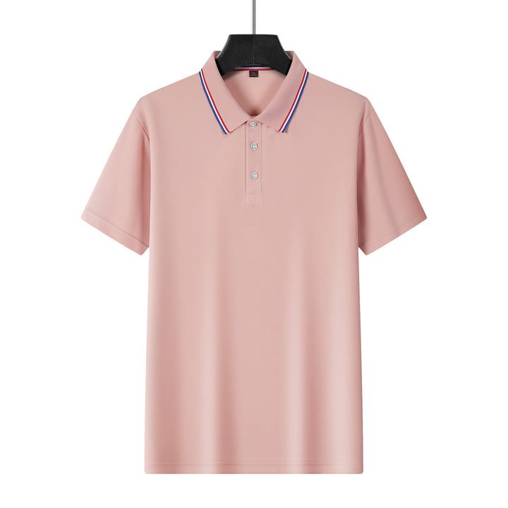 Men's breathable piqué polo with contrast stripes on the collar StylebySassy