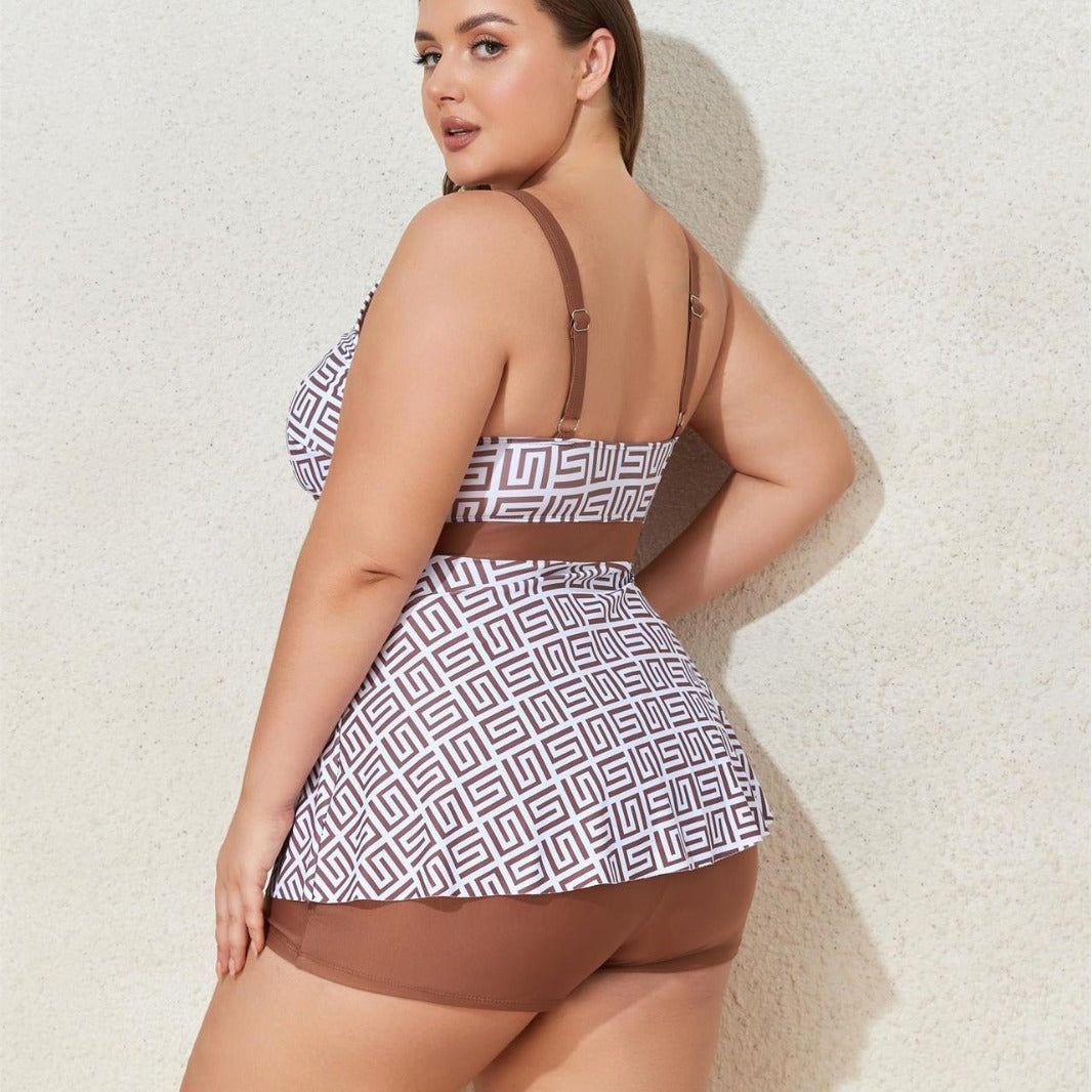 Ladies Fashionable Tankini with Sculptural Pattern Applications StylebySassy