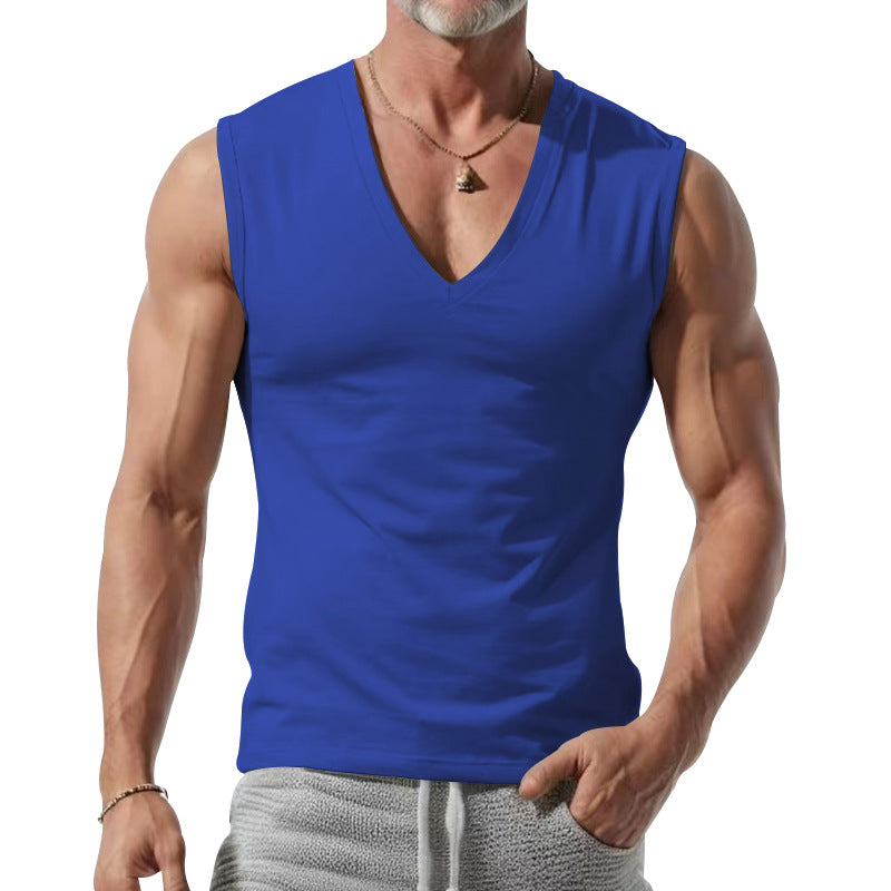 Men's form-fitting sleeveless V-neck muscle shirt StylebySassy