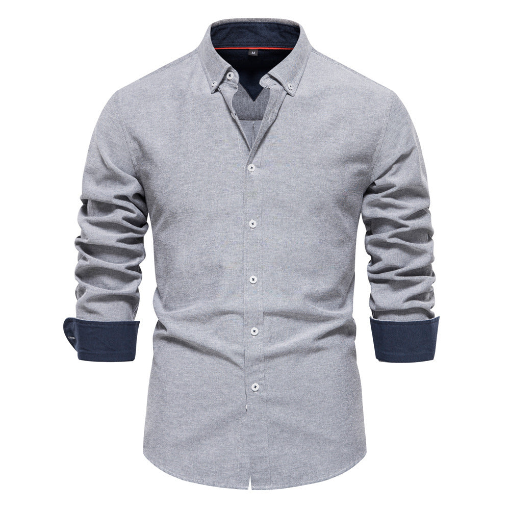 Men's elegant long-sleeve shirt made of Oxford fabric with a Kent collar and cuffed sleeves StylebySassy