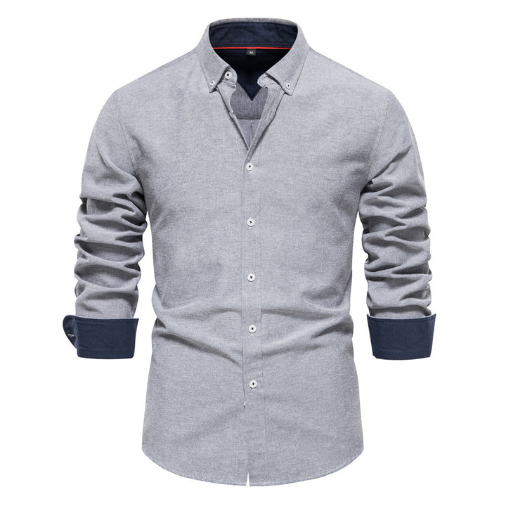 Men's elegant long-sleeve shirt made of Oxford fabric with a Kent collar and cuffed sleeves StylebySassy