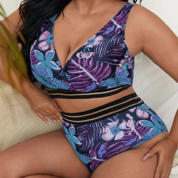 Women's Colorful Patterned Bikini with Wide Underbust Band StylebySassy