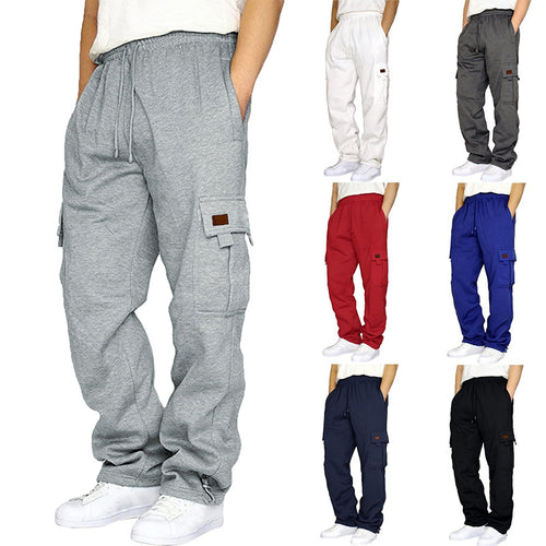 Men's tapered sweat cargo pants with elastic waistband, drawstring, and flap pockets StylebySassy