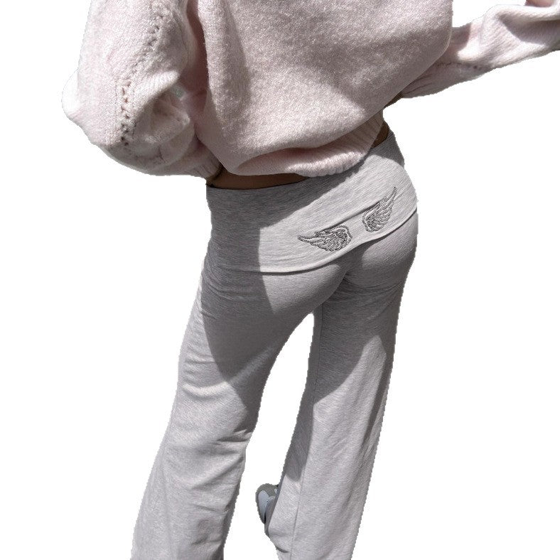 Women wide Palazzo pants with fold-over waistband made of elastic viscose jersey StylebySassy