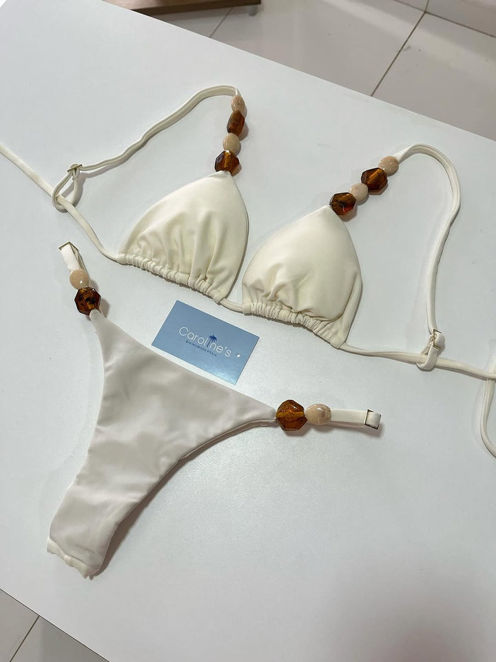 Women Triangle Bikini with elastic bands and decorative details StylebySassy
