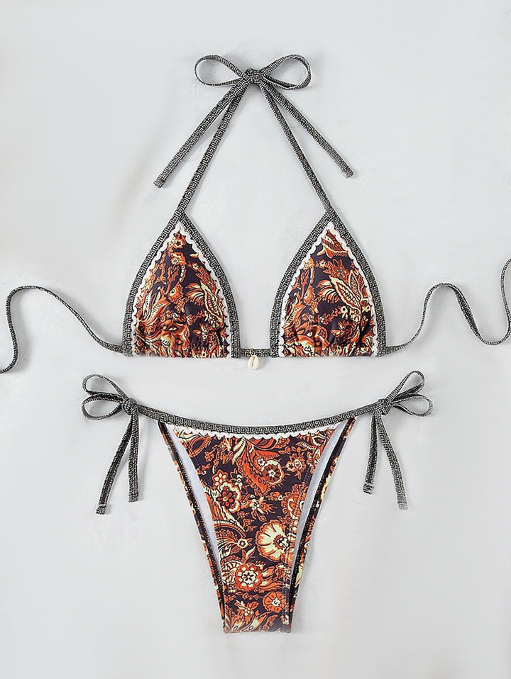 Ladies Triangle Bikini with Floral Vintage Pattern StylebySassy