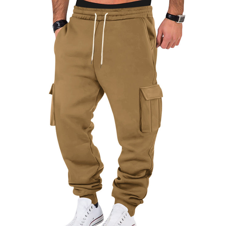 Men's casual cargo sweatpants with drawstring waistband, flap pockets and slim ankle cuffs StylebySassy