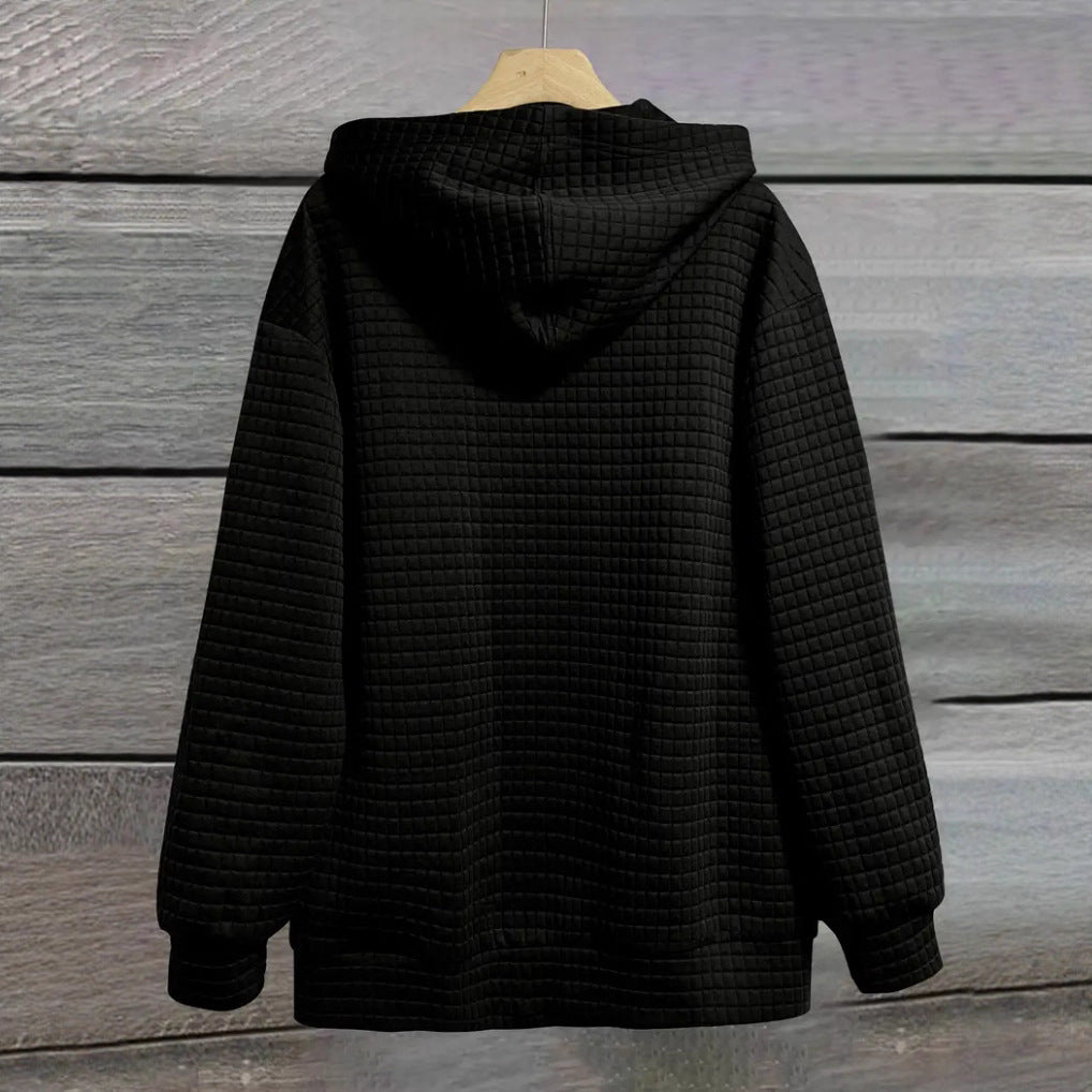 Women's oversized hooded jacket with zipper, handwritten typo application and contrast side pockets StylebySassy