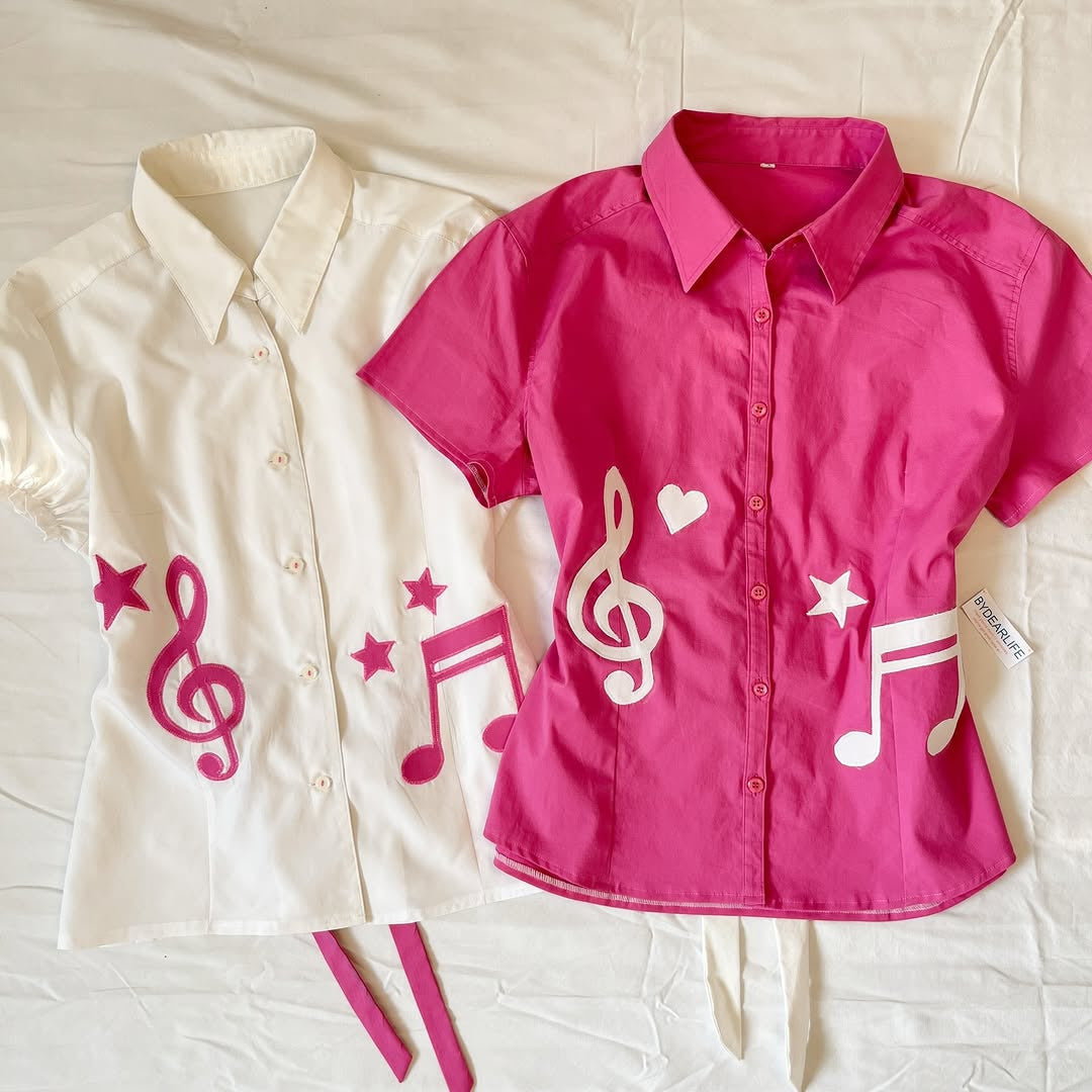 Ladies Musical Short Sleeve Shirt StylebySassy