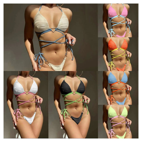 Ladies triangle bikini with innovative lacing design StylebySassy