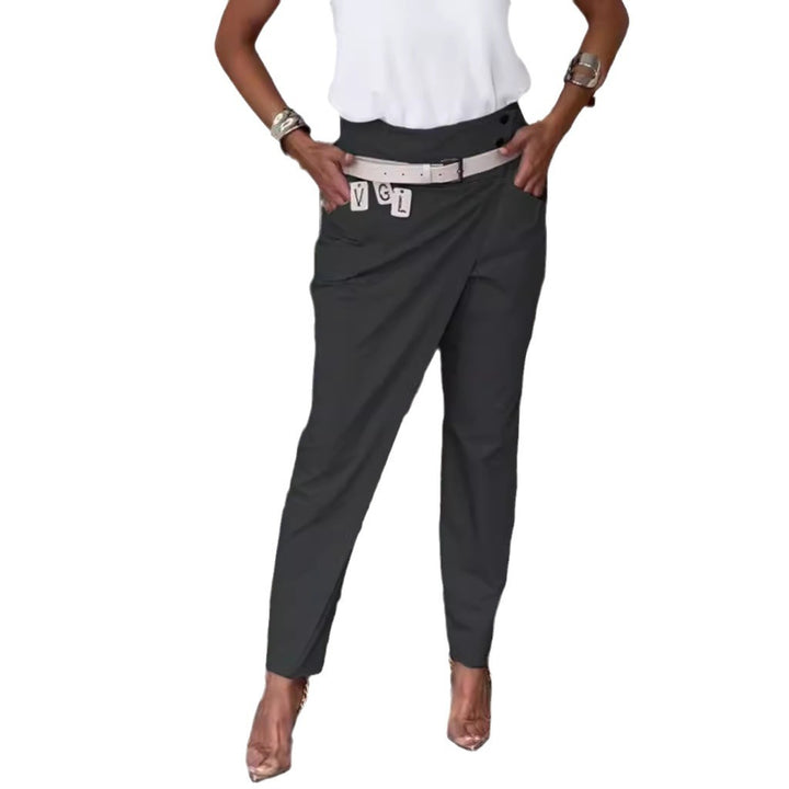 Women's high-waisted ankle-length pencil skirt with front pleat and side pockets StylebySassy