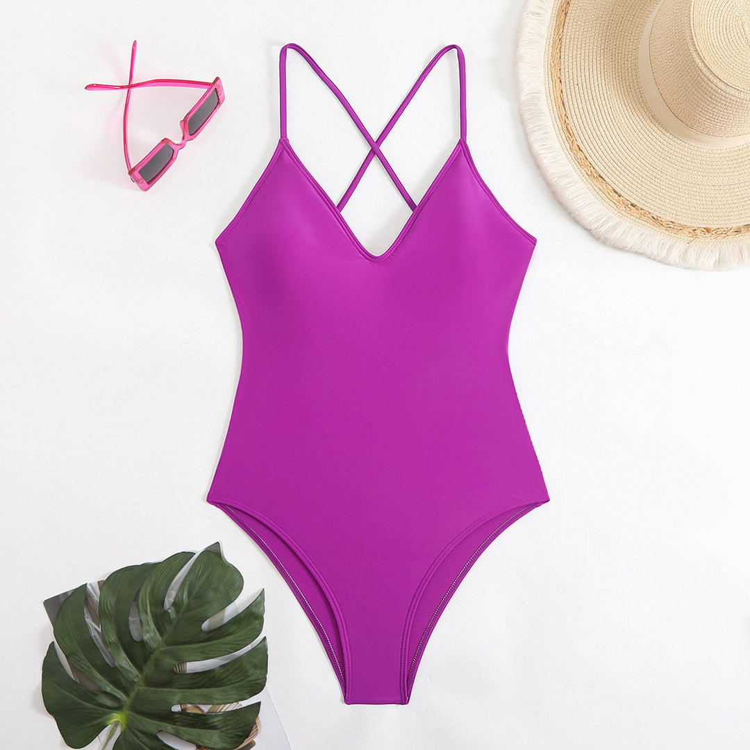 Women One-Piece Swimsuit with X-Shaped Straps StylebySassy