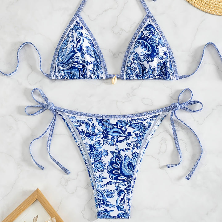 Women's Triangle Bikini with Floral Patterns StylebySassy