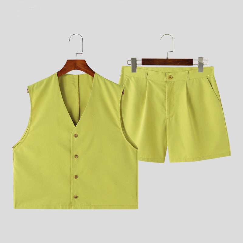Women's elegant tailored ensemble with fitted vest and high-waisted shorts StylebySassy