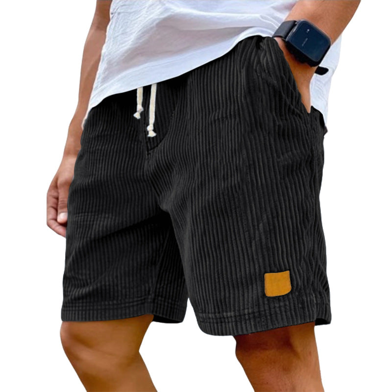 Men's fine corduroy shorts with elastic drawstring waistband, drawstring and deep side pockets StylebySassy