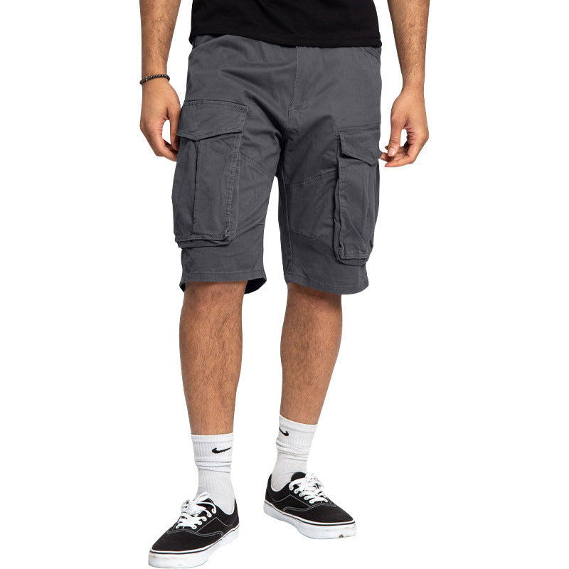 Men's cargo shorts with large flap pockets, straight leg, and loose knee length StylebySassy